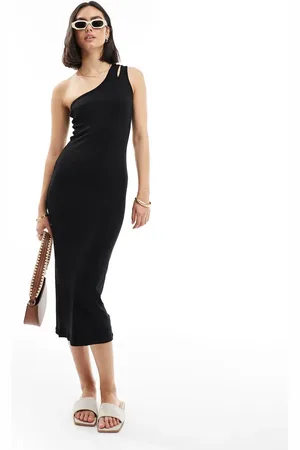 Threadbare Kylie one shoulder cut out detail ribbed midi dress in