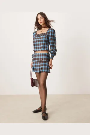 Glamorous And brown check mini skirt co-ord