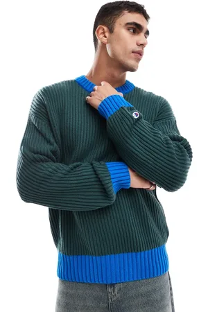 Champion Rochester collegiate jumper in bottle green and royal
