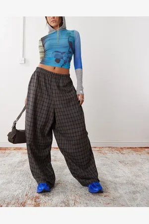 COLLUSION Balloon pant in check print