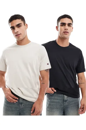 Champion 2 pack t-shirts in stone and black