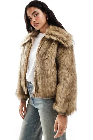 Stradivarius STR faux fur jacket in beige