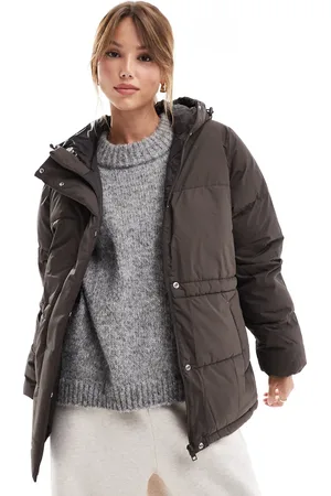 JJXX Drawstring hooded puffer jacket in