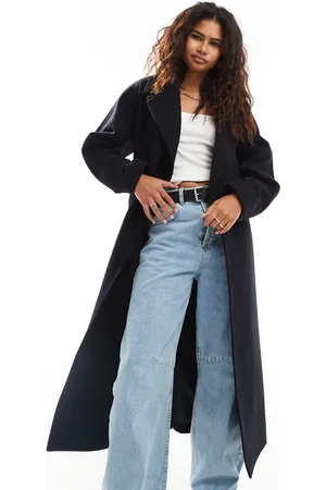 Weekday Kia wool blend oversized coat with tie waist detail in