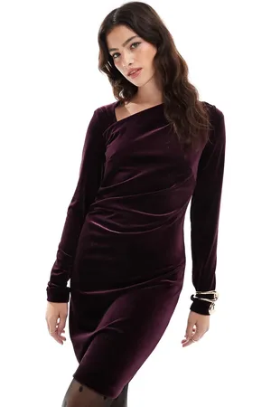 French Connection Velvet bodycon mini dress in burgundy