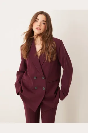 Y.A.S Tailored double breasted blazer co-ord in burgundy