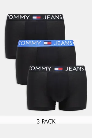 Tommy Hilfiger Tommy Jeans cotton essentials 3 pack trunks in with coloured waistband