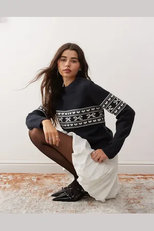 Motel Namirta bow fairisle jumper in