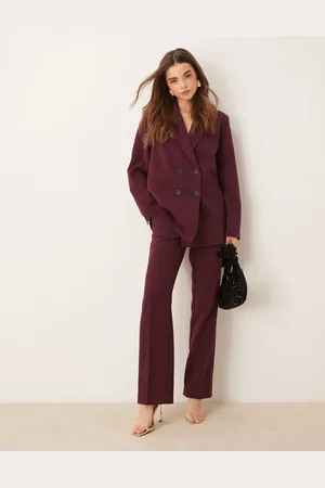 Y.A.S Tailored wide leg trouser co-ord in burgundy