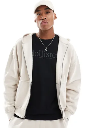 Hollister Boxy mini logo motif hoodie co-ord in beige