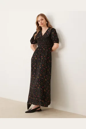 Miss Selfridge Collared check maxi dress in floral print