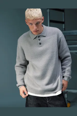 ASOS Oversized brushed knitted polo in light