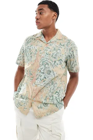 ASOS Relaxed revere shirt with geo print in neutral
