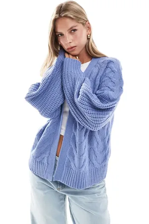 Brave Soul Cable knit cardigan in cornflower