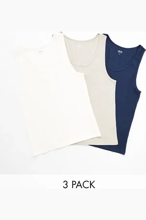 ASOS 3 pack muscle fit rib vests in multiple colours