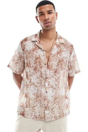 ASOS Relaxed revere shirt with baroque floral print in