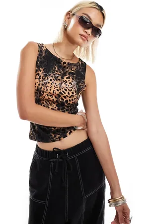 COLLUSION Leopard racer vest with iconic hot fix