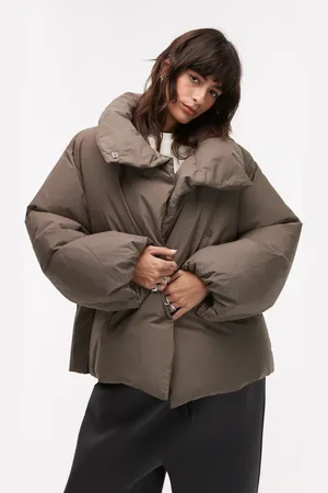 ARKET Down puffer coat with clean padding in dark beige