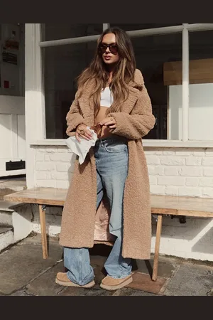 The Frolic X Bella Stovey exclusive maxi oversized teddy borg coat in camel