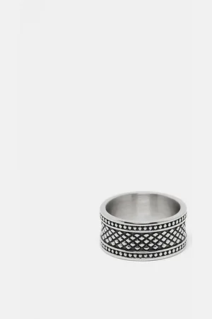 ASOS Waterproof stainless steel band ring with embossed texture in