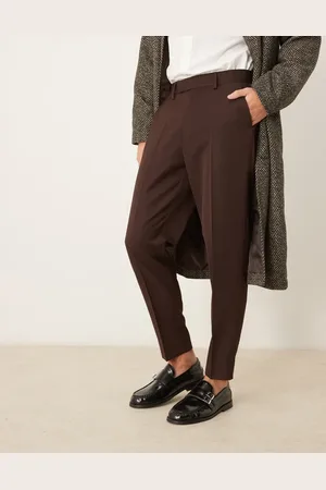 ASOS Smart tapered fit trousers in dark