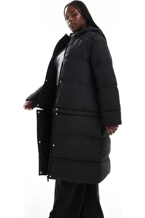 Yours 2 in 1 long line padded coat gilet in