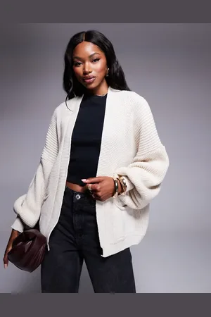 Missyempire Knitted pocket detail cardigan in beige