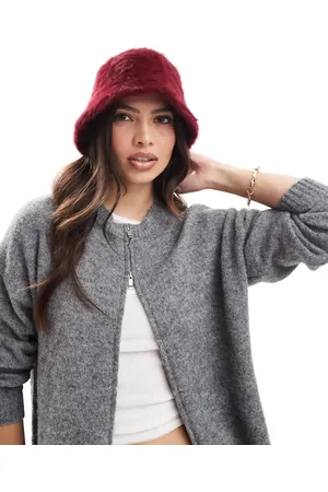 Glamorous Textured bucket hat in burgundy