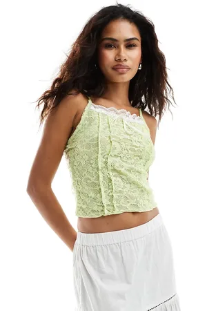Reclaimed Coquette lace cami in lime