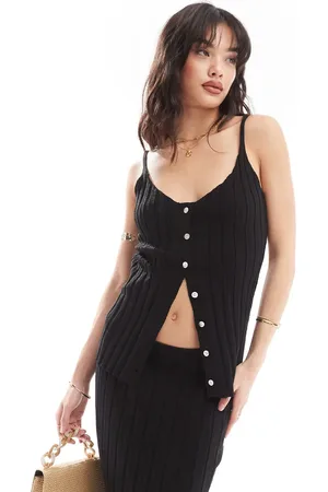 SNDYS Knit rib button down cami top co-ord in