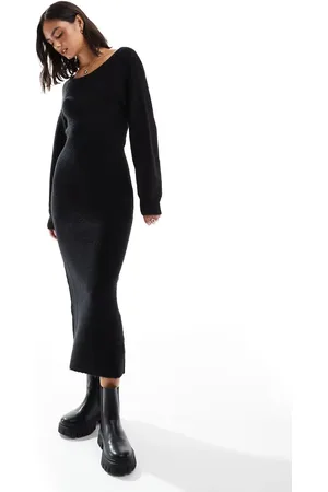 Miss Selfridge Twist back cosy knit maxi dress in