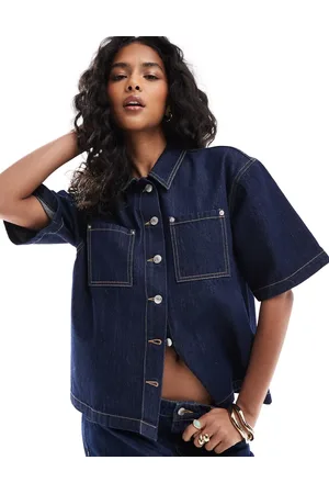 ASOS Denim boxy shirt in indigo