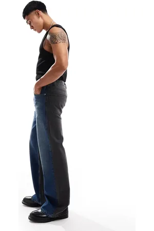 ASOS Wide flare jeans with contrast seam detail in midwash