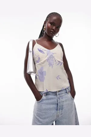 Topshop Sheer cami in yellow and blue floral