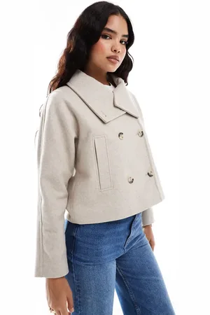 Stradivarius Short tailored jacket in ecru