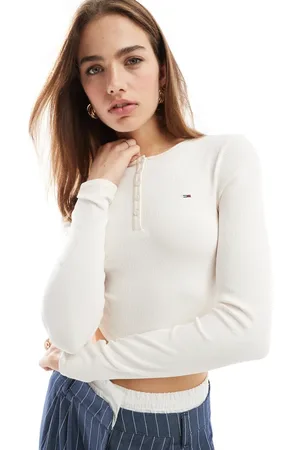 Tommy Hilfiger Henley long sleeve top in off