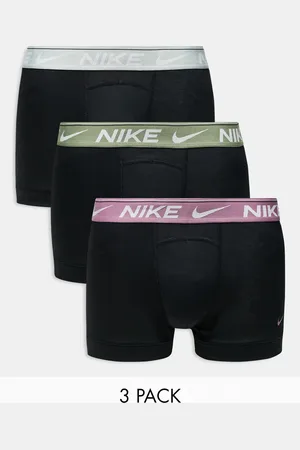Nike Dri-Fit ultra comfort 3 pack trunk with coloured waistband in green/ /plum