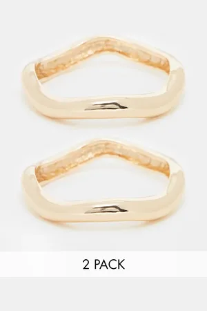 ASOS Pack of 2 cuff bracelets with wave design in tone