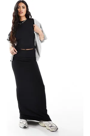 In The Style FITS mix and match slinky sculpt foldover waist maxi modal skirt co-ord in