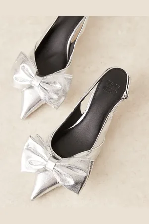 ASOS Secret bow slingback kitten heeled shoes in