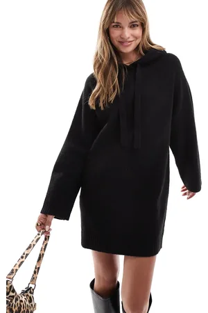 Miss Selfridge Oversized knit hoody mini dress in