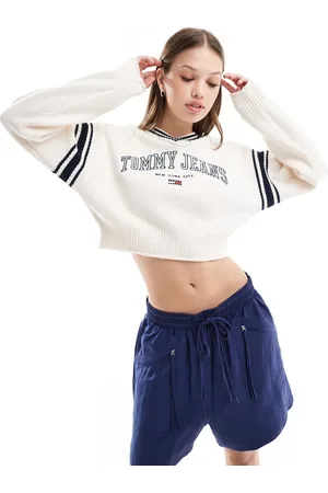 Tommy Hilfiger Crop varsity v neck jumper in