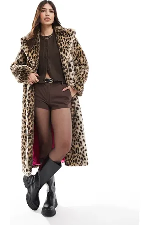 Miss Selfridge Leopard faux fur maxi coat