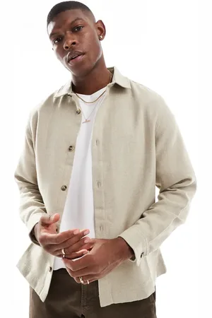 ASOS Wool look overshirt in stone