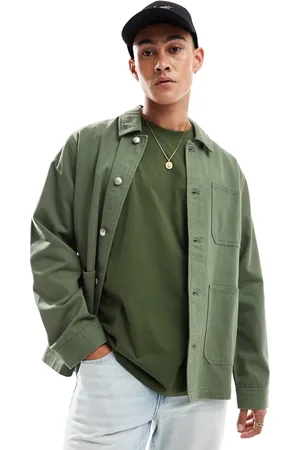 ASOS Worker jacket in washed twill in khaki