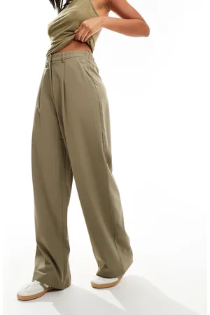 Miss Selfridge Tailored wide leg trouser in khaki