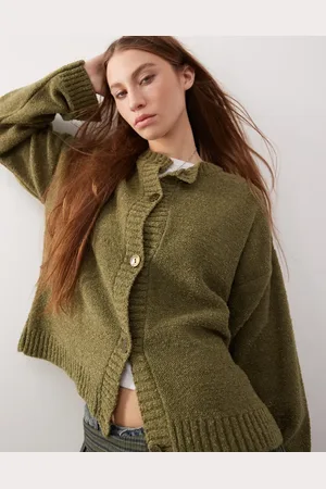 Reclaimed Boxy cardigan in forest