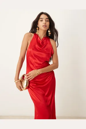 Pretty Lavish Tie bow ruched maxi dress in