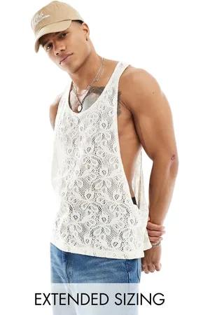 ASOS Relaxed vest in beige patterned crochet