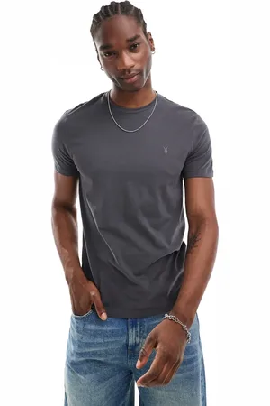 AllSaints Brace brushed cotton t-shirt in charcoal